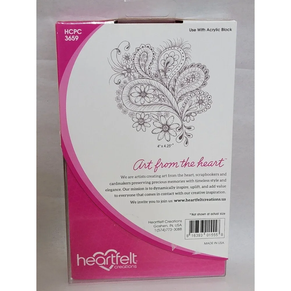 Heartfelt Creations Peacock Paisley Cling Stamps HCPC-3659